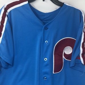Majestic MLB Philadelphia Phillies #34 Roy Halladay Jersey Blue Men Size 50